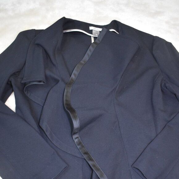 Vintage Cache Black Open Front Blazer Women’s 8 Ruffled Dressy Suit Jacket - Picture 13 of 14